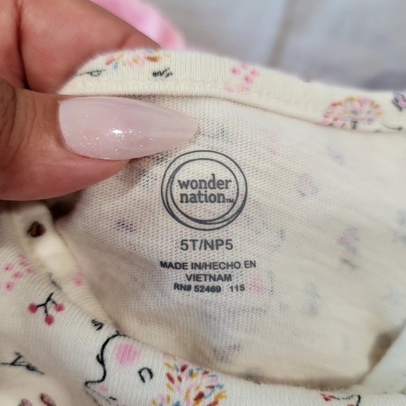 ♥️5 For $25Wonder Nation Toddler Girls Pinafore Set, Size 5T in Rosey Petal - Picture 4 of 11